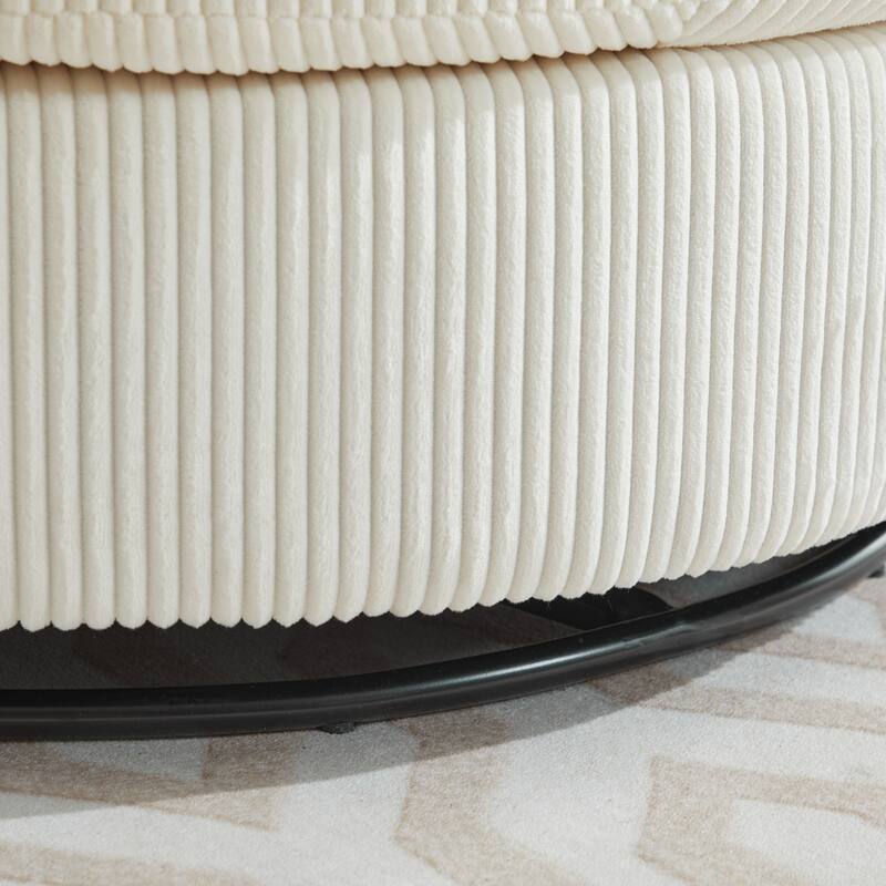 Upholstered Swivel Barrel Armchair Club Chair With Metal Base