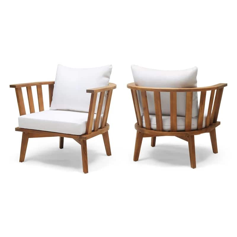 Set of 2 Acacia Patio Club Chair with Cushion by Christopher Knight Home