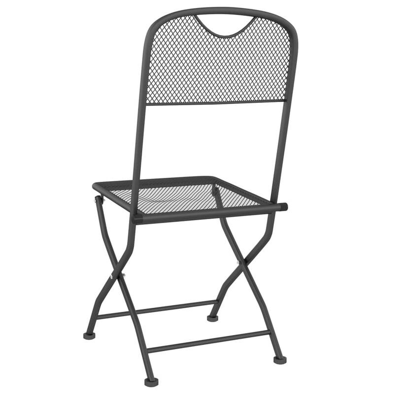 Outdoor Patio Folding Dining Chair Set of 4, Dark Gray Mesh Metal