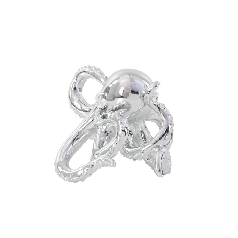 Polystone Octopus Decorative Sculpture with Long Tentacles and Suctions Detailing - Silver - Roche River Decor