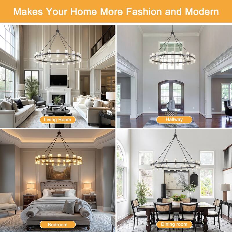 40-light fashionable metal frame wheel light with crystal lampshade bulbs not included