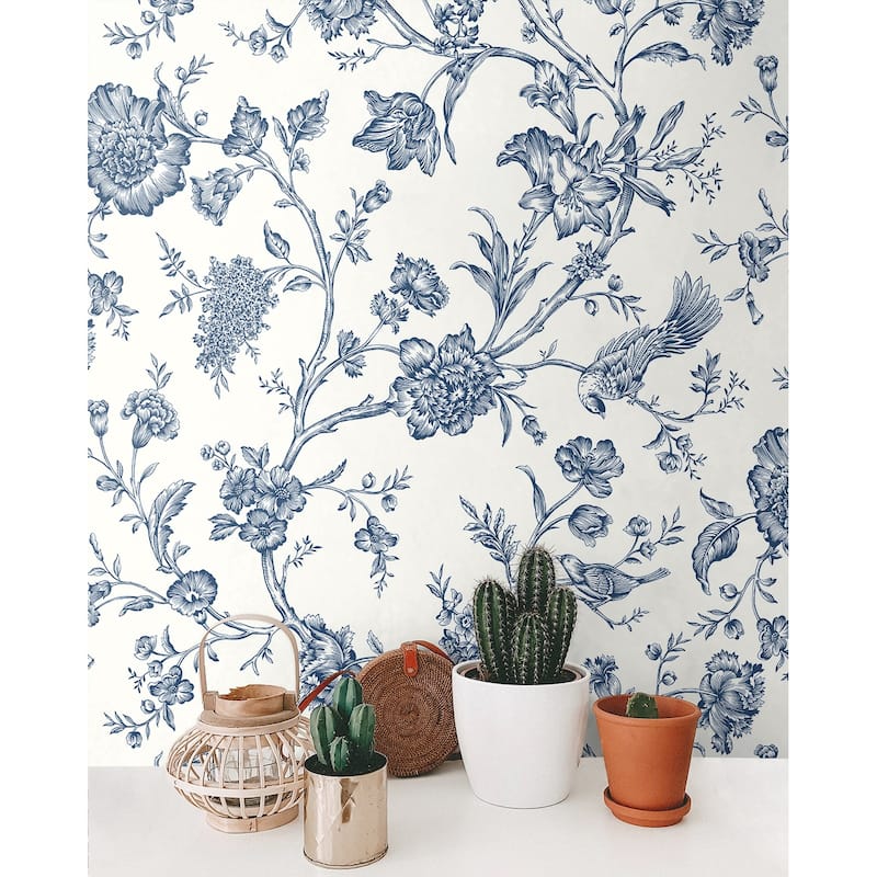 NextWall Jasmine Chinoiserie Peel and Stick Wallpaper