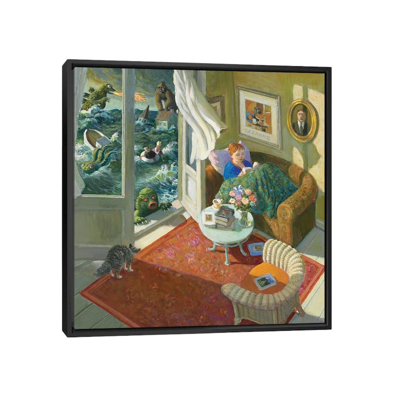 iCanvas "Rather Read" by Michael Sowa Framed Canvas Print
