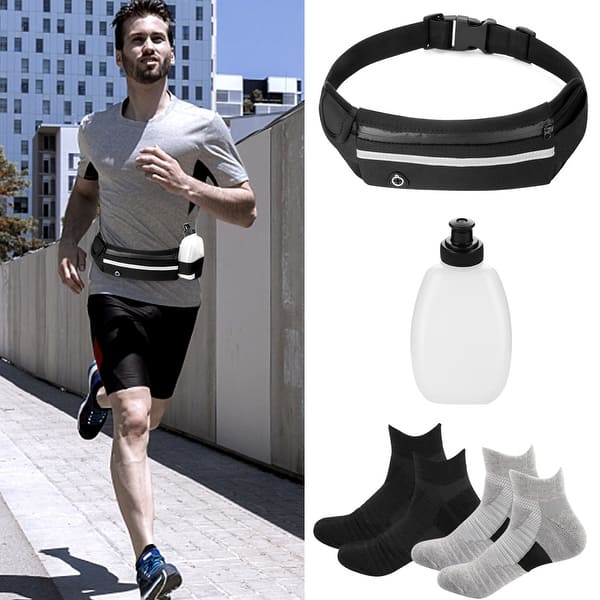 Odoland Running Belt Set, Water Bottle 2 No Show Athletic  display picture 2