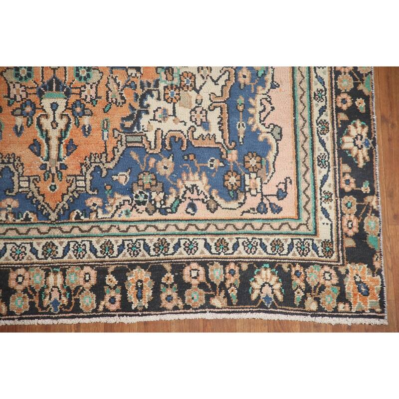 Hand Knotted Oriental 100% Wool Carpet Traditional Floral Oranges & Rust Hamedan Area Rug - 8' 8'' X 5' 9''