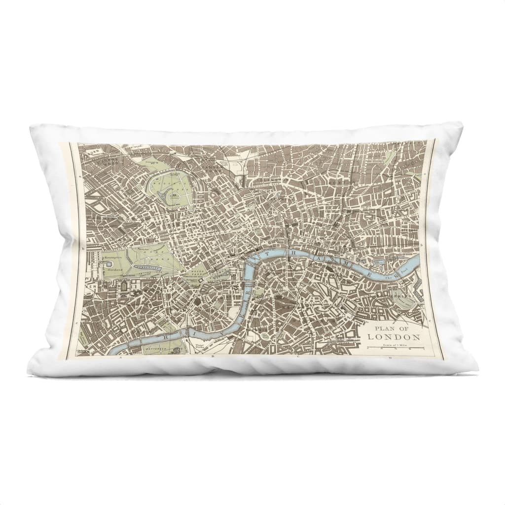 Stupell Vintage Blueprint Plant of London Decorative Printed Throw Pillow Design by Phillipa Katz