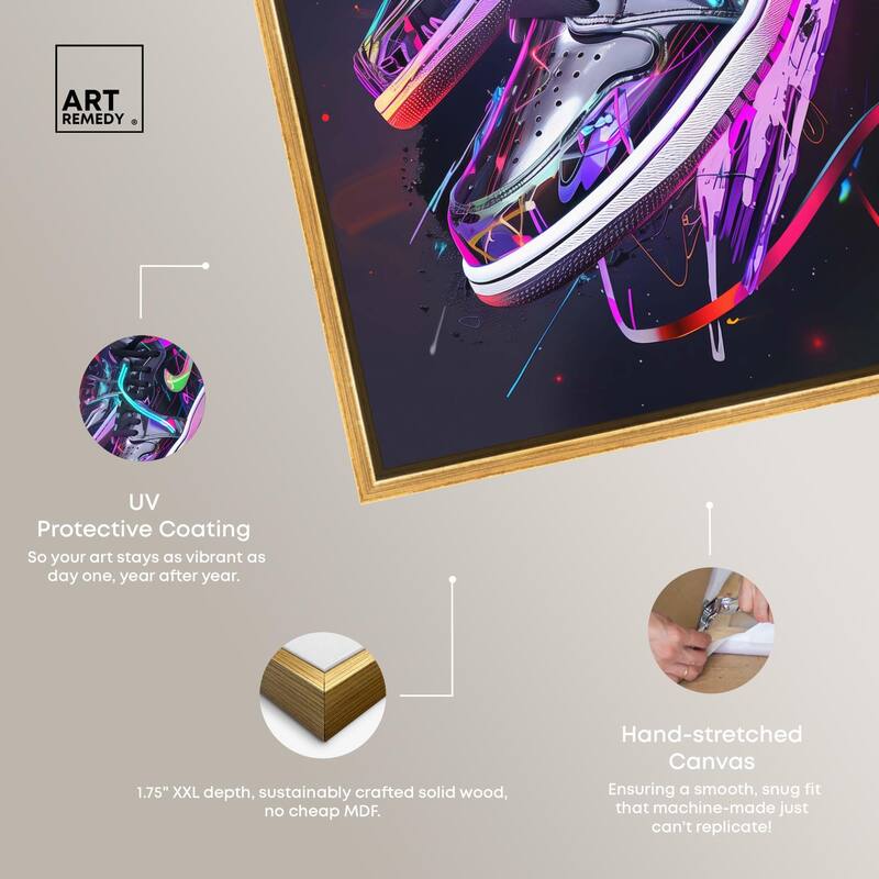Neon Ribbons Sneakers Canvas by Art Remedy