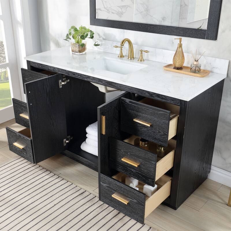 Altair Gazsi Bathroom Vanity with Composite Stone Countertop with Mirror