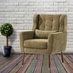 preview thumbnail 34 of 44, Linen Fabric Lounge Wingback Chairs Modern Accent Chair Avocado