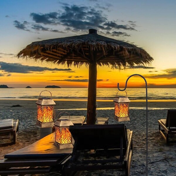 WaLensee Solar Lights Outdoor With Flickering Flame Upgraded Metal Solar Powered Lanterns Landscape Decoration Set of 2 Bed Bath Beyond 37920417