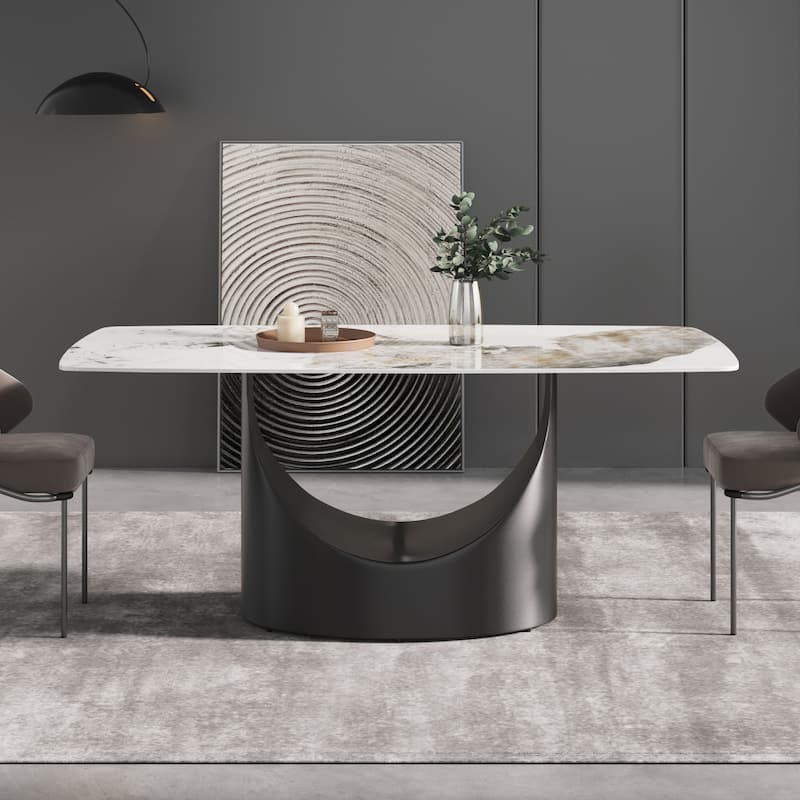 71'' Modern Artificial Marble Dining Table with Carbon Steel Base