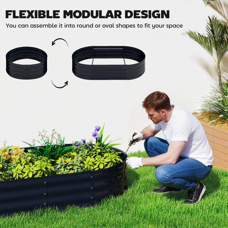 Outsunny Galvanised Raised Garden Bed with Arched Trellis, 5 x 3 x 6ft Metal Outdoor Planter Box ,Dark Gray