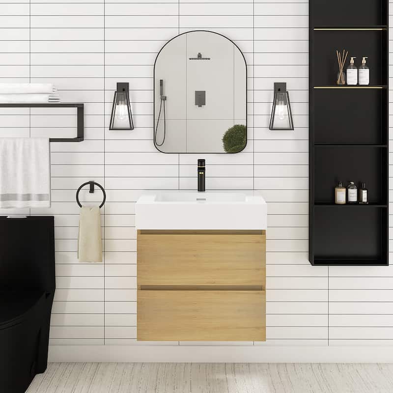 Floating Bathroom Vanity with Solid Surface Top