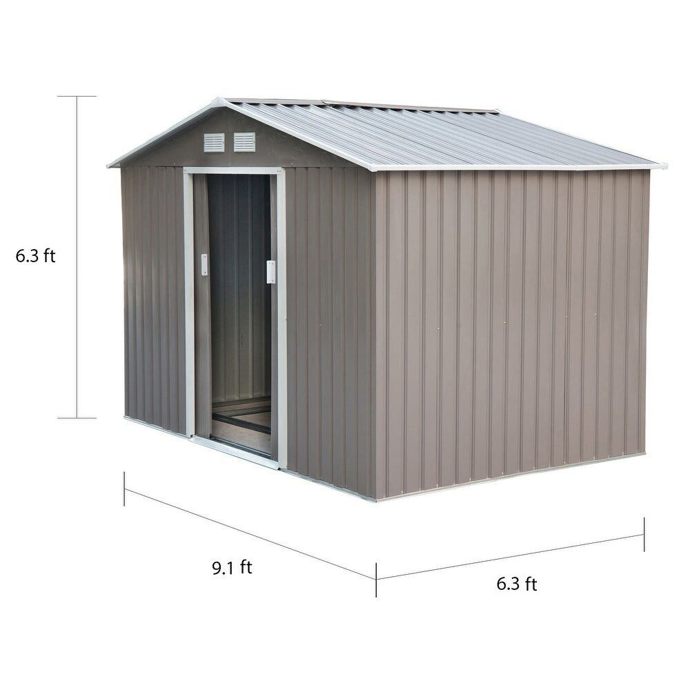 Outsunny 9'x6' Metal Outdoor Backyard Garden Utility Storage Tool