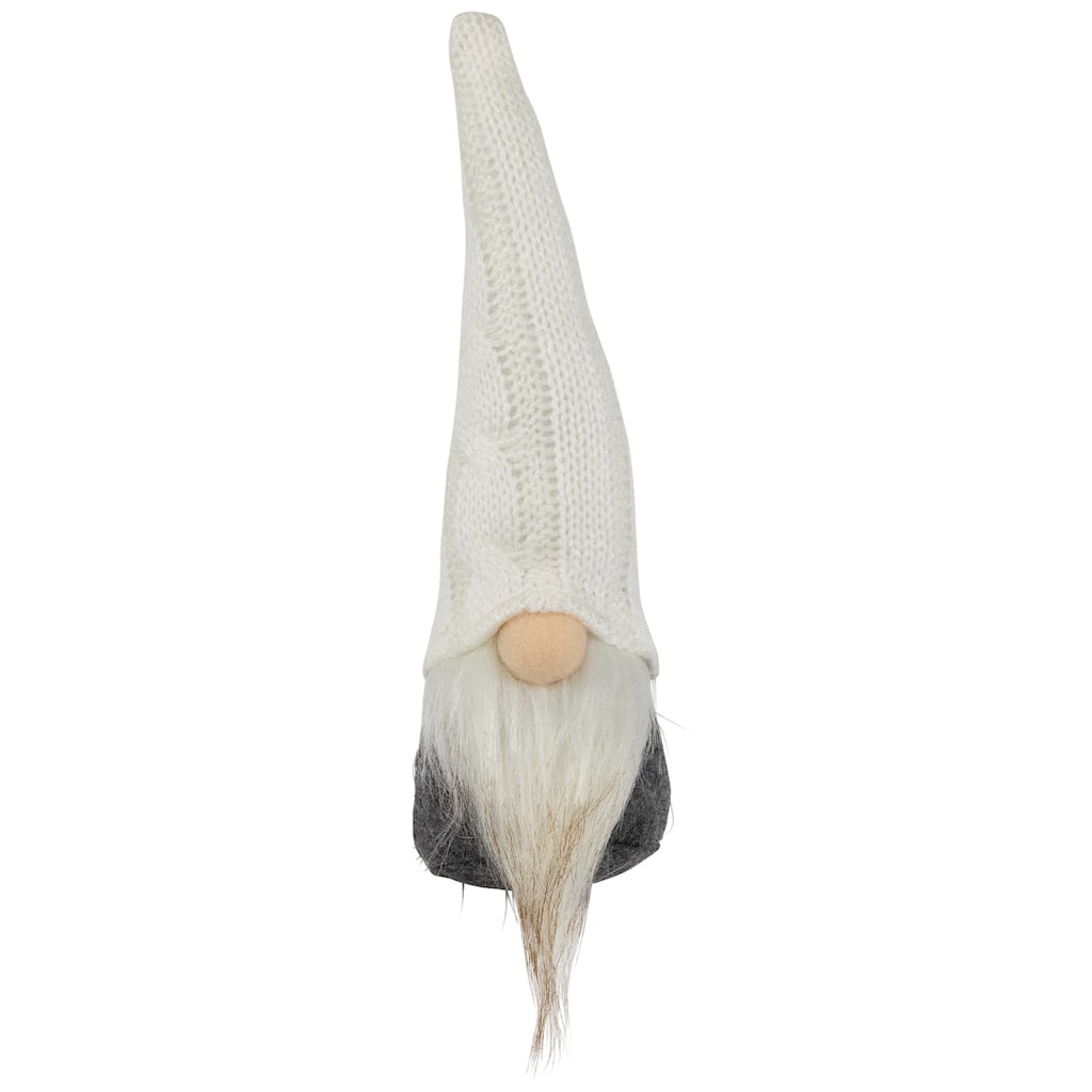 8" Gray and White Gnome with Cable Knit Hat Christmas Decoration