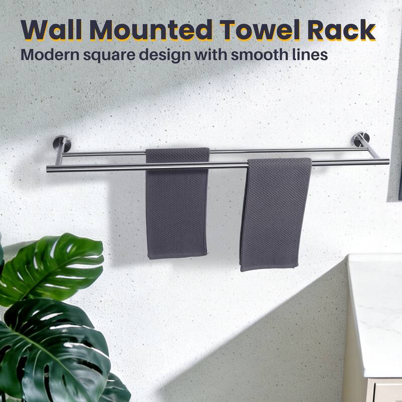 WOWOW Wall Mounted Stainless Steel Double Towel Bar