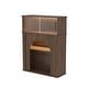 preview thumbnail 9 of 15, LED Lighted Display Cabinet with Fluted Glass Doors, Wooden Sideboard Buffet Cabinet for Living Room or Dining Room