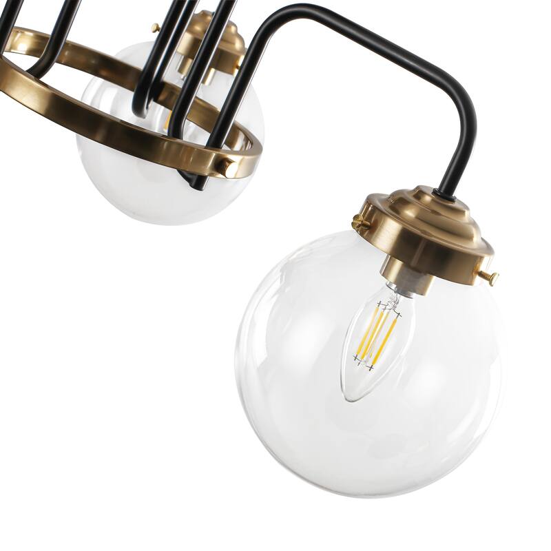 Modern 3-Light Black Gold Semi-Flush Mount Glass Ceiling Light - Matte Black