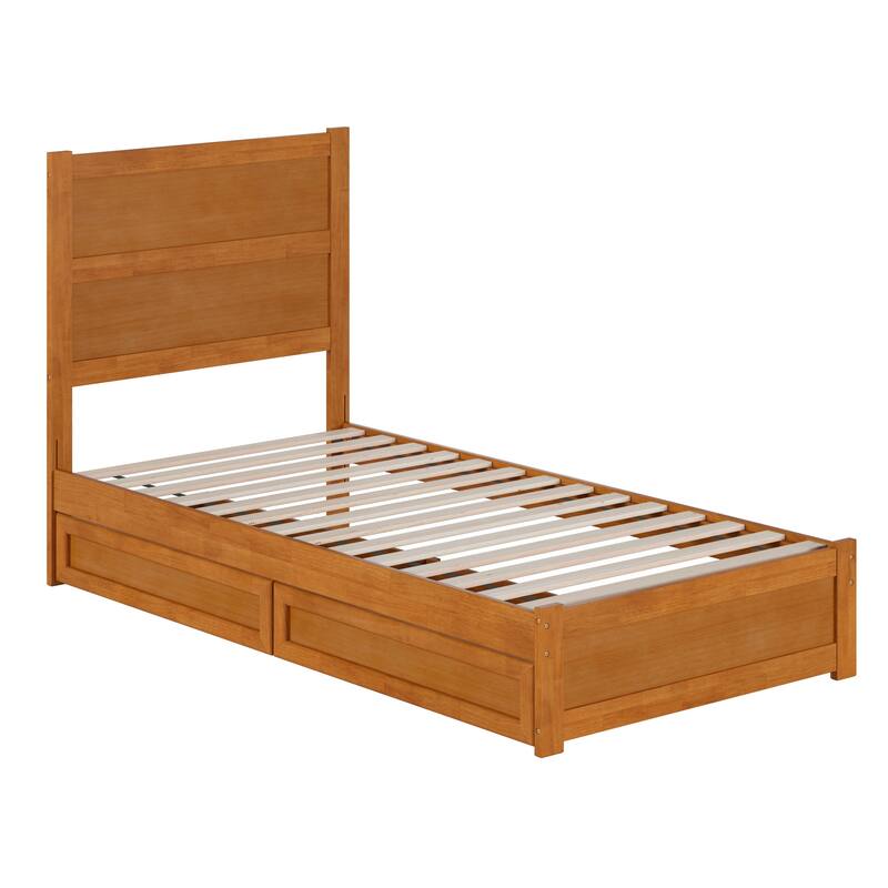 Aveline Wood Platform Bed with Matching Footboard & Storage Drawers