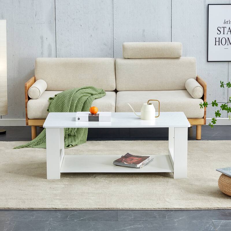 Modern and practical walnut textured coffee tables. The double layered coffee table is made of MDF material