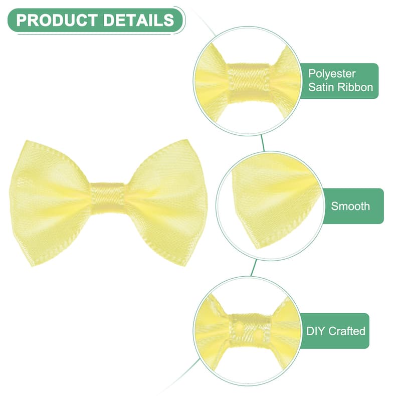 120-Pack Mini Craft Ribbon Bow 1.5x1 Inch for Craft DIY - Light Yellow