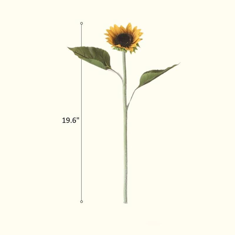 RusticReach One-Head Artificial Sunflower Stem 19.7" Tall