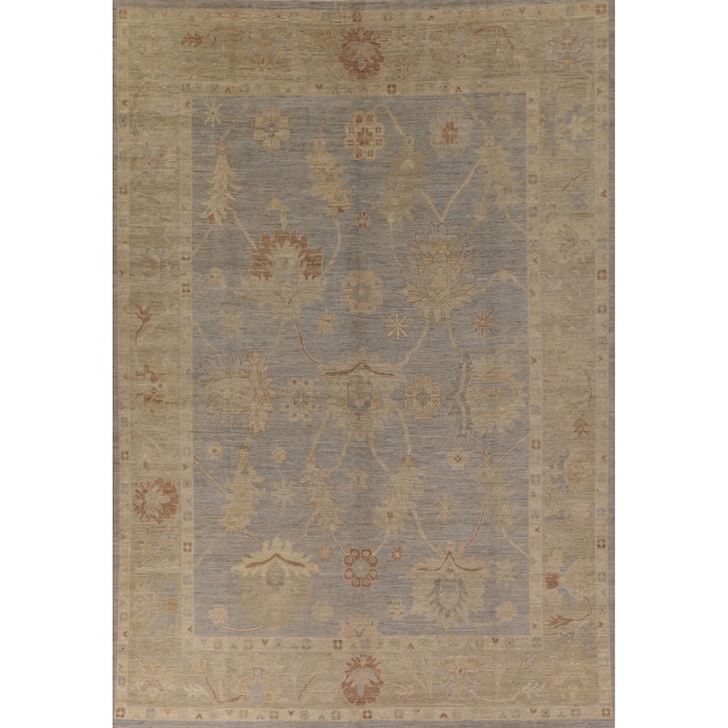Vegetable Dye Oushak Turkish Rug Hand-Knotted Wool Carpet - 8'9" x 11'8"