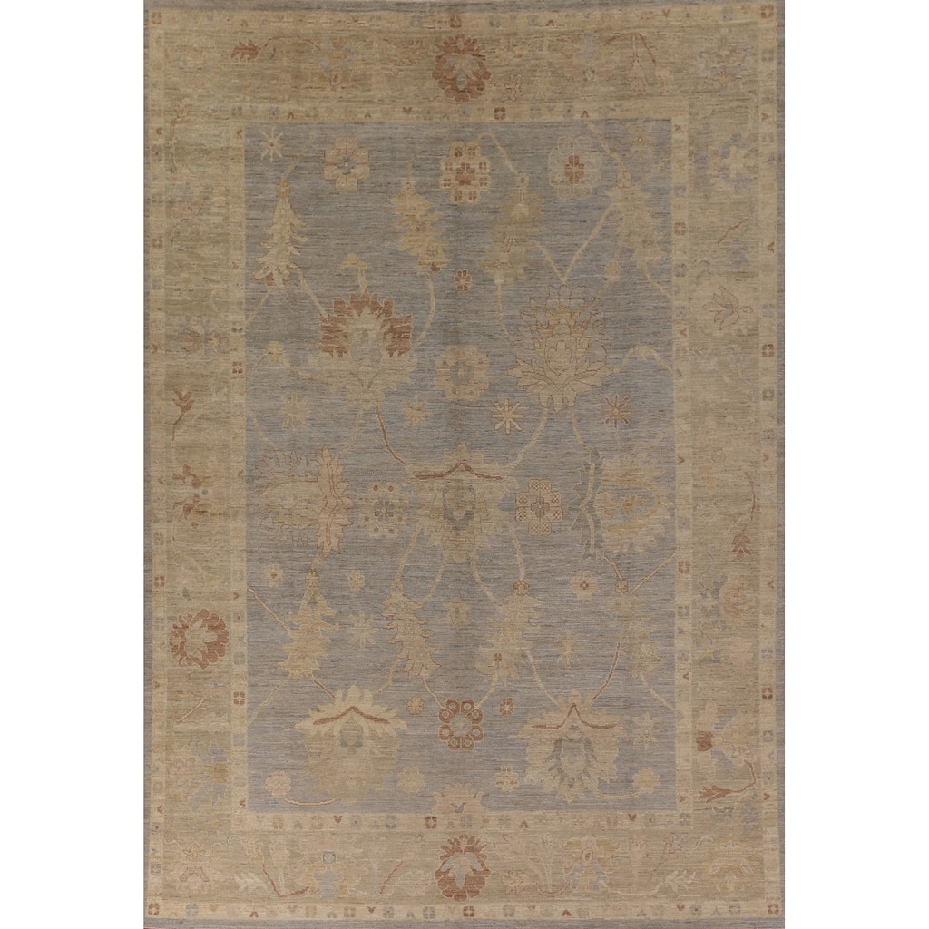 Vegetable Dye Oushak Turkish Rug Hand-Knotted Wool Carpet - 8'9" x 11'8"