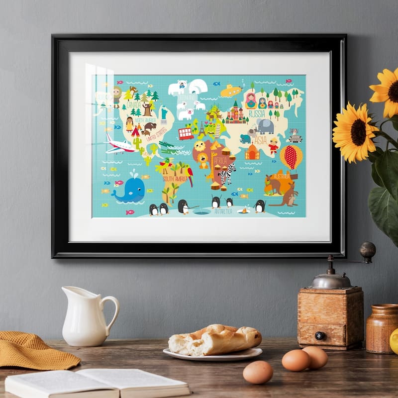 Children's World Map Premium Framed Print - Ready to Hang