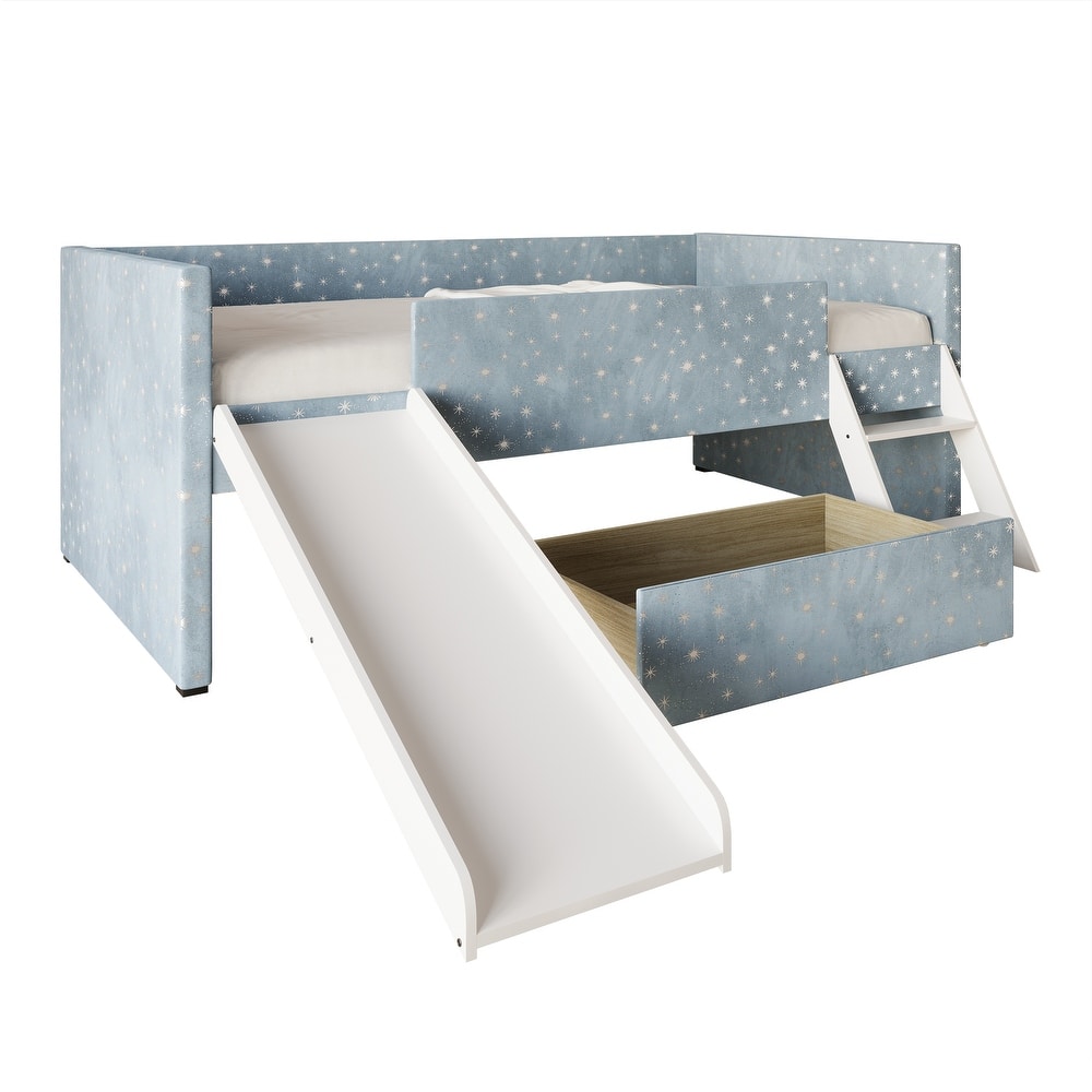 CraftPorch Multifunctional Velvet Upholstered Loft Bed