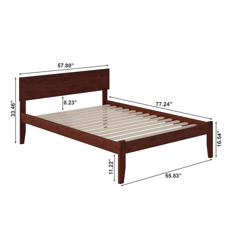 AFI Orlando Full Platform Bed with Charging Station in Walnut