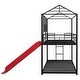 preview thumbnail 3 of 11, Twin Over Twin Metal Bunk Bed ,Metal Housebed With Slide,Three Colors Available.(Black with Red Slide)
