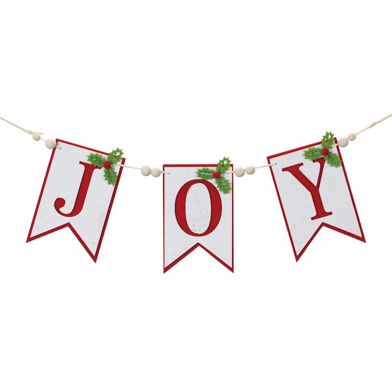 Joy Holiday Banner Garland 21"L - Red
