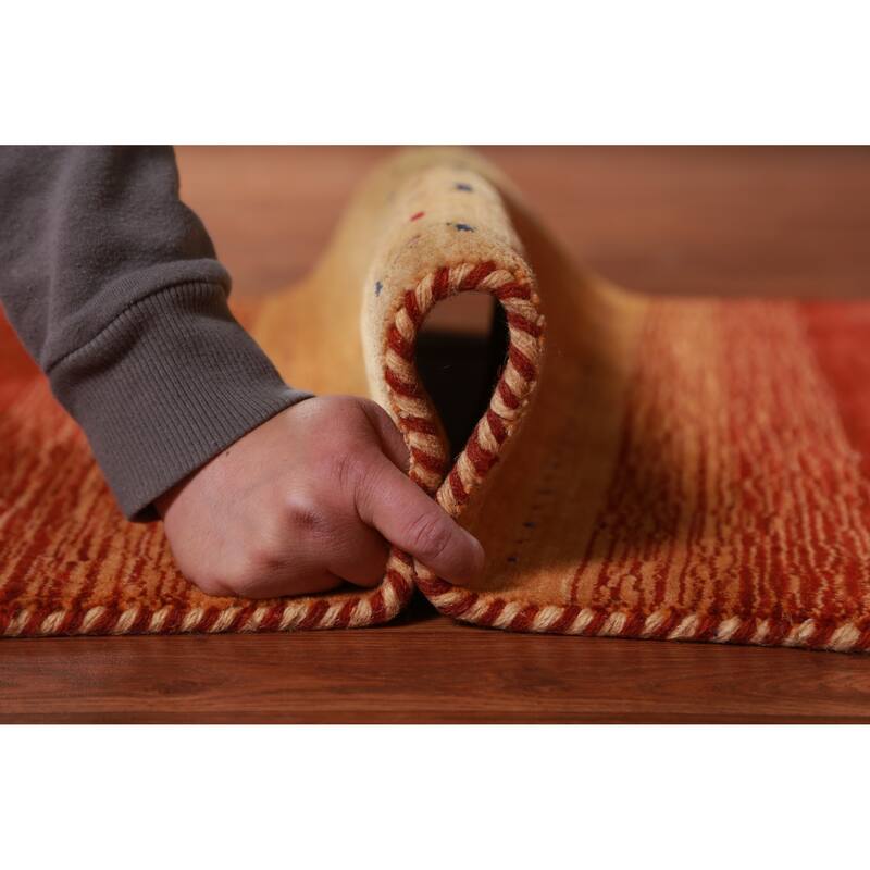 Hand Knotted Oriental 100% Wool Carpet Tribal Animal Pictorial Oranges & Rust Gabbeh Area Rug - 4' 10'' X 3' 0''