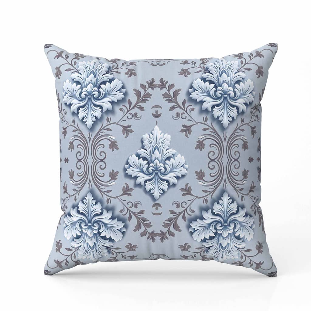 Art Deco Elegance Indoor/Outdoor Reversible Throw Pillow Blue and Brown