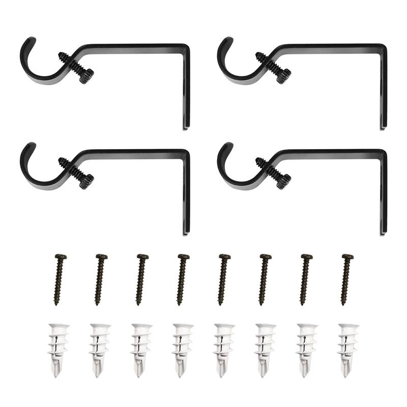 Lumi Home Furnishings Non-Adjustable Single Curtain Rod Brackets 5/8 in. (4-Piece)