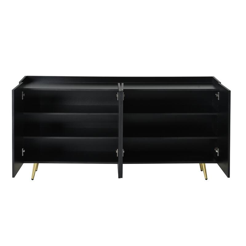 Wood Shoe Cabinet for Entrance, Modern Narrow Cabinet with Gold Metal Legs, Adjustable Shelves, Decorative Hallway Console