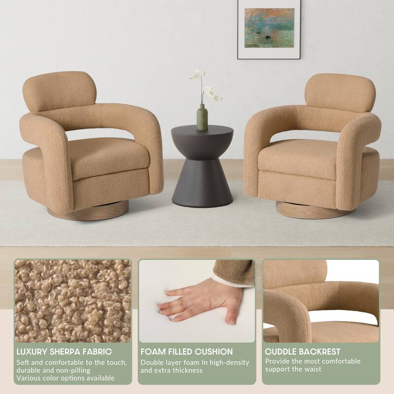 Bayville 29" Wide Sherpa Swivel Chair (Set of 2)