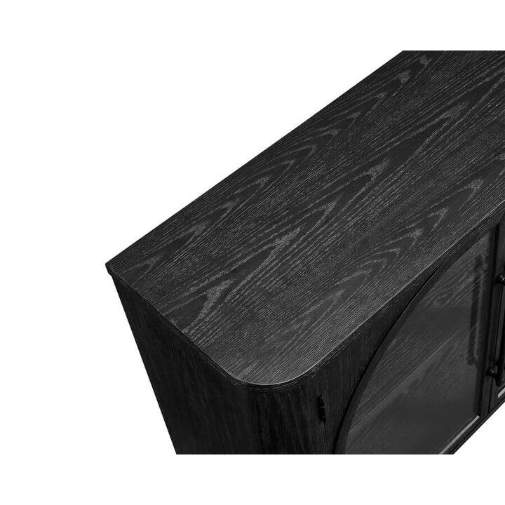 Modern, Contemporary Wood 70" Console with glass doors, TV Stand, Accent Cabinet, Fully Assembled, Black - 70"W x 32"H x 15"D