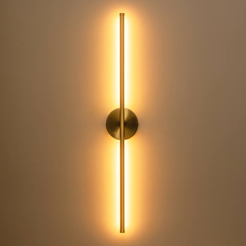 1-Light Black/ Gold/ Nickel Modern Long Linear Strip Wall Sconce Dimmable LED Bathroom Vanity Light