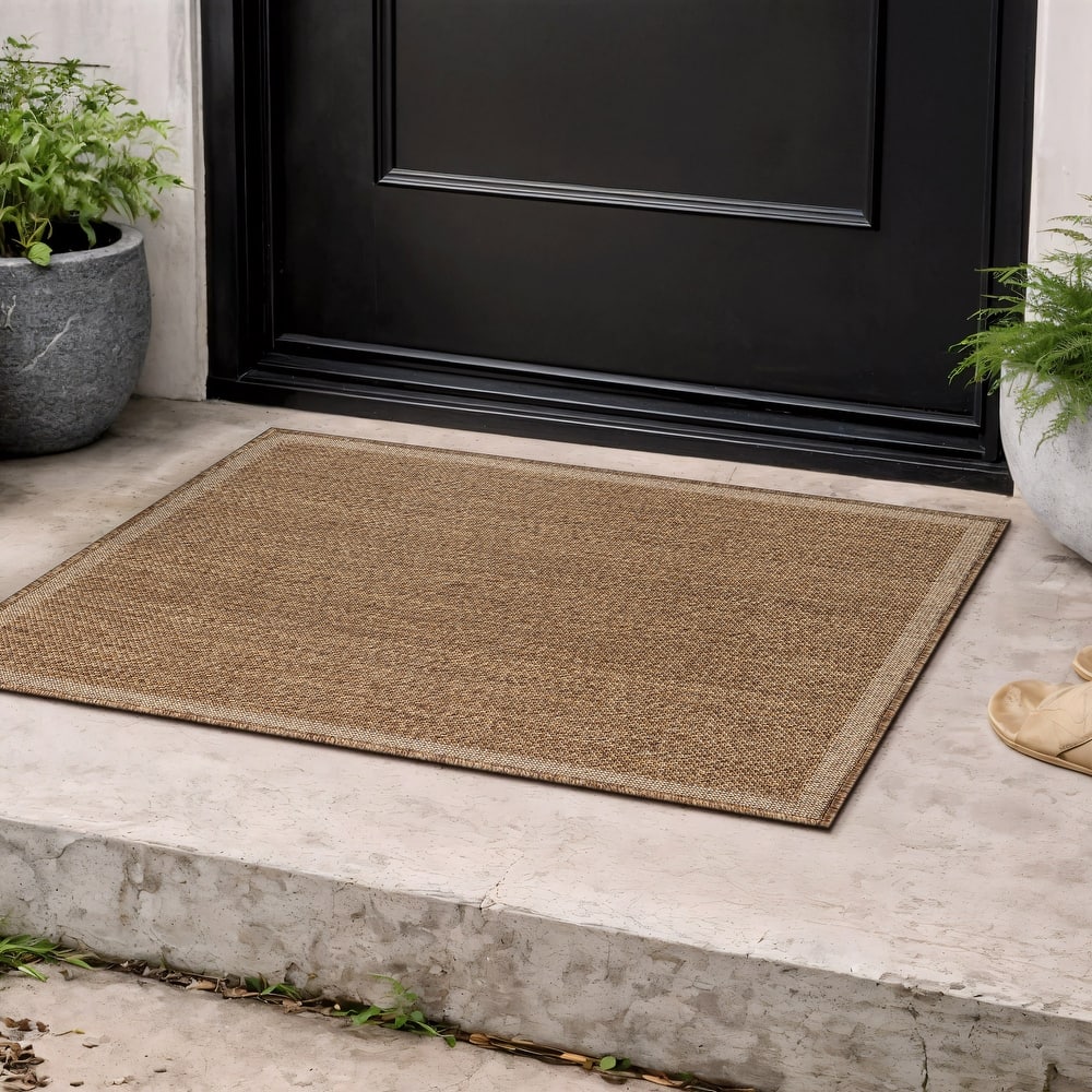 World Rug Gallery Border Indoor/Outdoor Flat Woven Area Rug