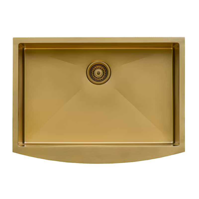 Ruvati 30-inch Apron-Front Farmhouse Kitchen Sink - Tone Matte Gold Stainless Steel Single Bowl - 8' x 11'