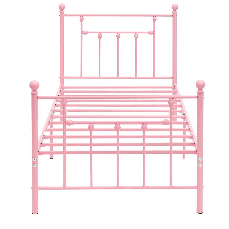 VECELO Modern Metal Platform Bed Frame,Twin Size Bed Set of 2
