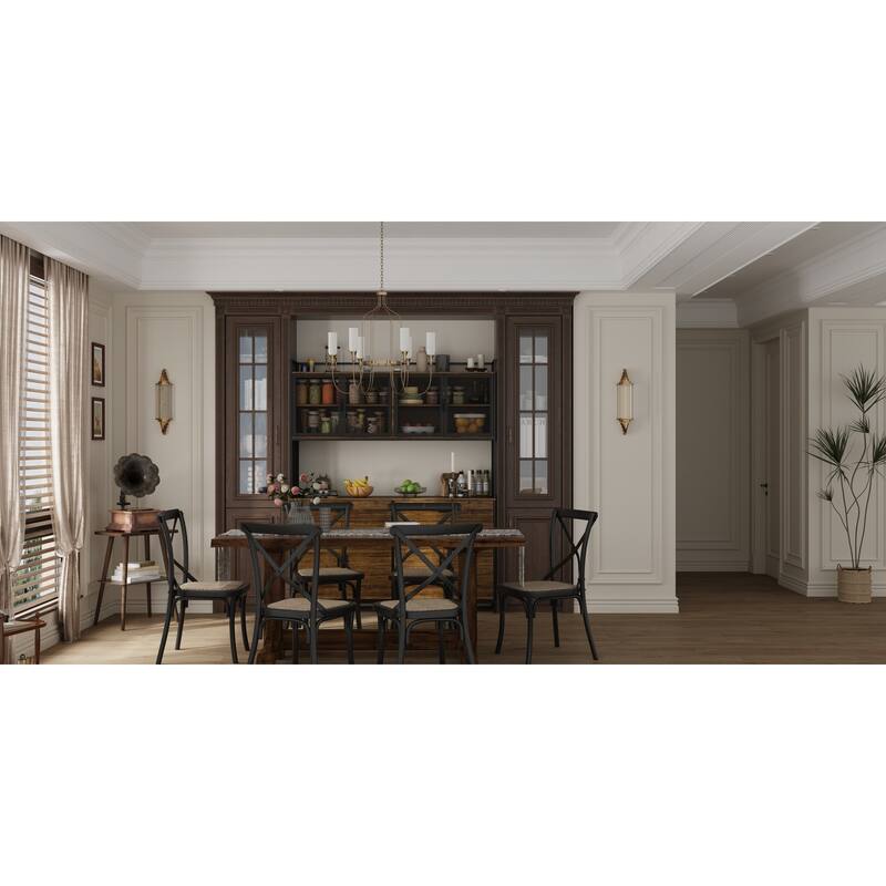 Multifunctional Kitchen Cabinet Collection Metal Frame Shelf Brown Walnut Color