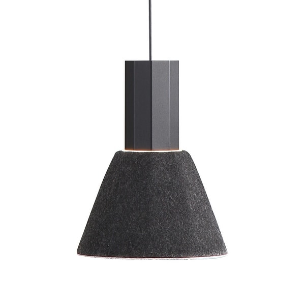 slide 2 of 5, Golden Lighting Faroe 8in Integrated LED Pendant in Flecked Black/Grey Felt - Black