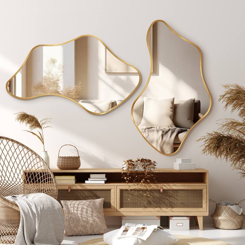 Irregular Asymmetric Aluminum Alloy Framed Wall Mirror