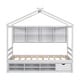 preview thumbnail 46 of 57, Wooden House-shaped Twin House Bed with Bedside Built-in Storage Shelves,Under Bed Storage,Kids and Baby