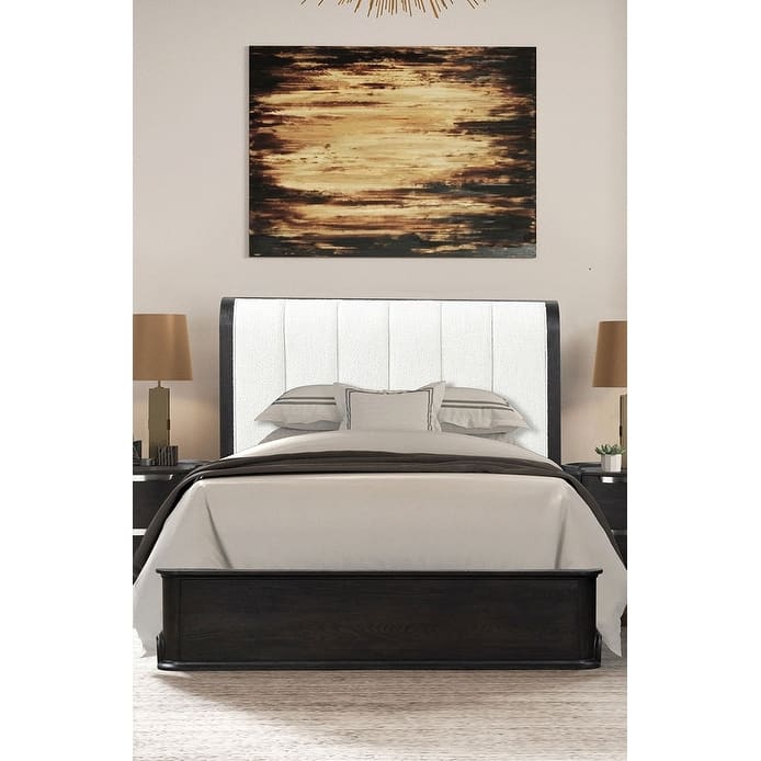 Modern Style Black Finish Upholstered Headboard Bed 1-pc