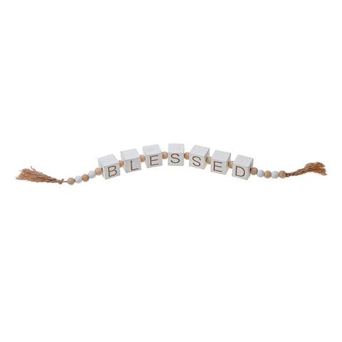 IH Casa Decor Beaded Garland With Block Sign Blessed - Set of 2