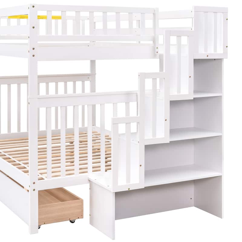 Bunk Bed with 2 Drawers and Staircases